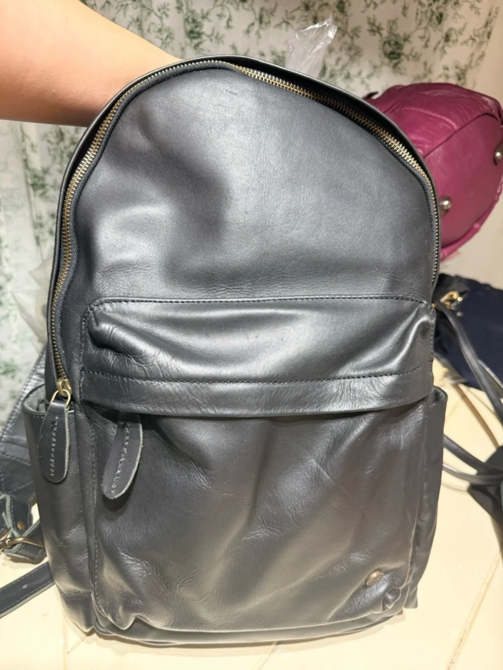 Classic Black Leather Men’s Backpack